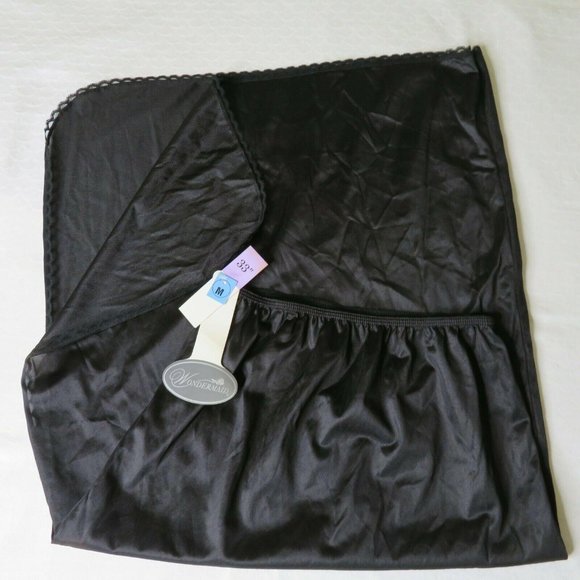Vintage Wondermaid Satin NYLON Half SLIP Black - Picture 10 of 10